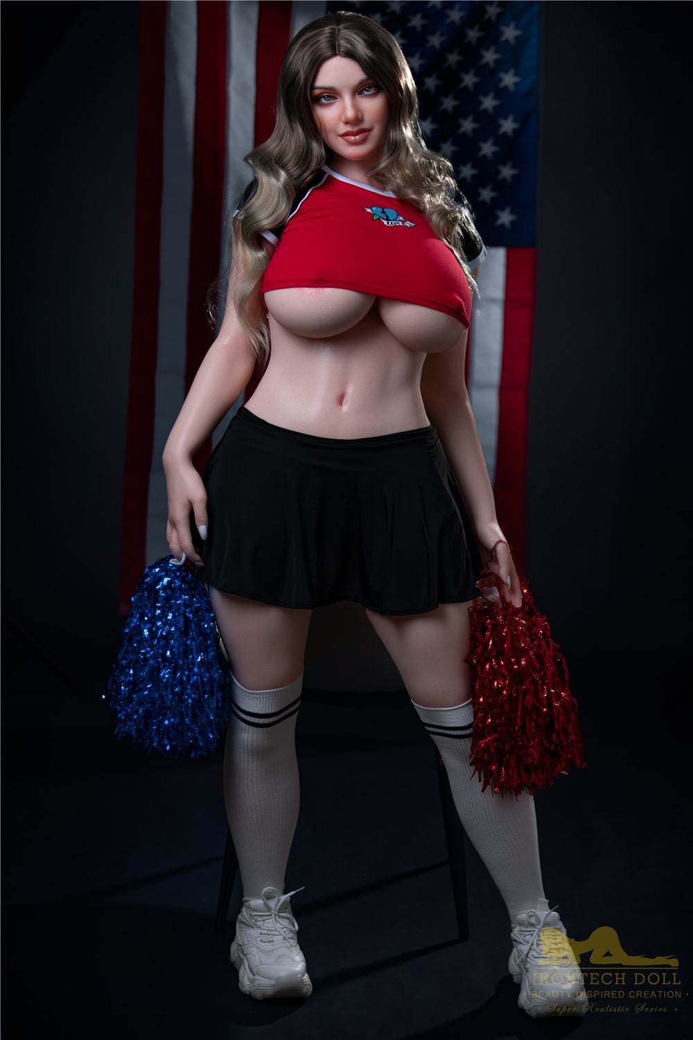 irontech silicone big breasts sex doll cheerleader